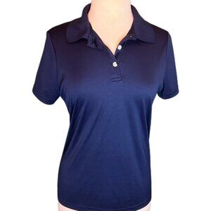 Hanes Cool-Dri Navy Blue Classic Womans Medium Polo Style Shirt Trend  Polyester